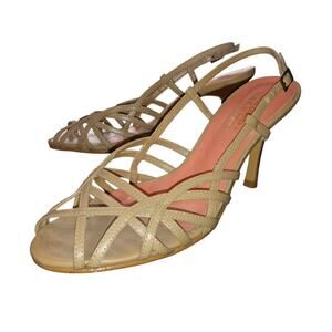 [H295] Bruno Valenti Strappy Slingback Heels, Size 7